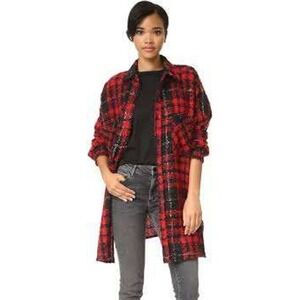 Faith Connexion  Plaid Print Long Sleeve Shacket Shirt SZ L